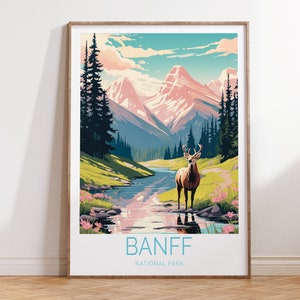 Banff National Park Travel Poster, Banff Canada Poster, Banff National Park Travel Wall Art, Canada Travel Gift, Birthday Present