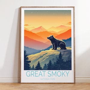 Great Smoky Mountains National Park Travel Poster, Great Smoky Mountains Poster, Great Smoky Mountains National Park Travel Wall Art