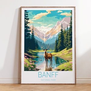 Banff National Park Travel Poster, Banff Canada Poster, Banff National Park Travel Wall Art, Canada Travel Gift, Birthday Present