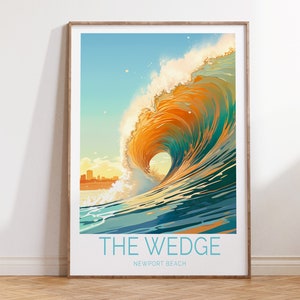 The Wedge Newport Beach California Travel Poster, California Coastal Wall Art, Newport Beach Travel Wall Art, Newport Beach California