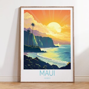 Maui Hawaii Travel Poster, Maui Hawaii Travel Wall Art, Hawaii Beach Travel Wall Art, Maui Hawaii Coastal Travel Poster,Traveler Gift