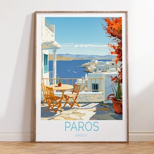 Cartaz de viagem de paros grécia, cartaz de paros grécia, cartão postal personalizado de viagem de paros grécia, arte de parede, presente de viagem da grécia, presente de aniversário