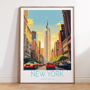 New York Travel Poster, New York City Poster, New York Manhattan Travel Wall Art, New York Travel Gift, Birthday Present