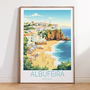 Cartel de viaje de Albufeira Portugal, cartel de Albufeira Portugal, arte de la pared de viaje de Albufeira Portugal, regalo de viaje de Albufeira, regalo de viajero