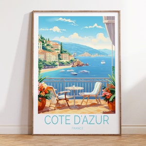 Cote d'Azur Frankreich Côte d'Azur Reiseplakat, Cote d'Azur Frankreich Reisewandkunst, Côte d'Azur Küste Reisegeschenk, Cote d'Azur Druck