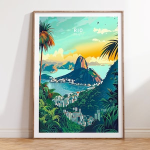 Impresión de viajes de Río Brasil, Arte de la pared de viajes de Brasil, Impresión de la costa de Brasil, Decoración de la pared de Río, Regalos de viaje, Regalos personalizados