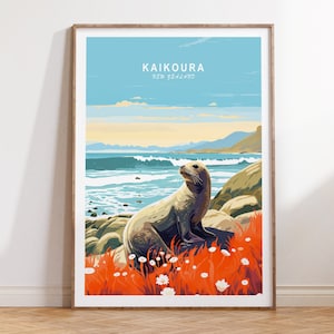 Kaikoura New Zealand Travel Poster, New Zealand Poster, New Zealand Travel Wall Art, Kaikoura New Zealand Travel Gift, Birthday Gift