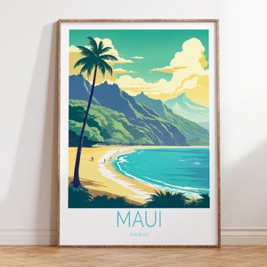 Maui Hawaii Travel Poster, Maui Hawaii Travel Wall Art, Maui Hawaii Coastal Travel Wall Art, Hawaii Coastal Travel Poster