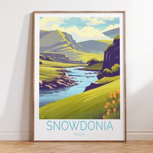 Pôster de viagem de Snowdonia País de Gales, pôster de viagem de Snowdonia País de Gales, arte de parede de viagem de Snowdonia País de Gales, presente de viagem de Snowdonia País de Gales Reino Unido