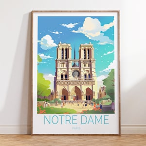 Pôster de viagem de Notre Dame Paris, pôster de viagem de Notre Dame Paris França, arte de parede de viagem de Notre Dame Paris, presente de viagem de Notre Dame Paris França