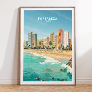 Fortaleza Reise Poster, Brasilien Fortaleza Poster, Brasilien Reise Wandkunst, Küstendruck, Individuelles Reise Poster, personalisierte Geschenke