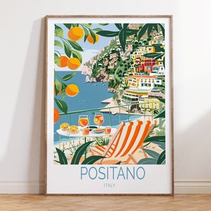 Cartel de viaje de Positano Italia, arte de la muralla de la ciudad de Italia, cartel de verano de Positano, impresión italiana de Positano, regalo personalizado