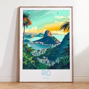 Rio Travel Poster, Rio Brazil Travel Wall Art, Rio Coast Print, Rio Travel Wall Decor, Birthday Present, Personalized Gifts