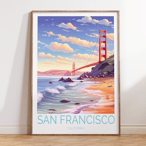 San Francisco Golden Gate Travel Poster, San Francisco California Poster, San Francisco Golden Gate Travel Wall Art