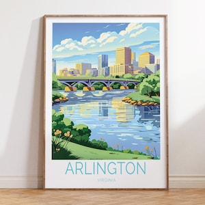 Arlington Virginia Travel Poster, Arlington Virginia Poster, Arlington Illustration Travel Poster Gifts, Anniversary Birthday Gifts