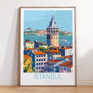 Istanbul City Travel Poster, Turkey Travel Wall Art, Turkey Wall Decor, Turkey Gifts, Birthday Gift, Personalised Gift