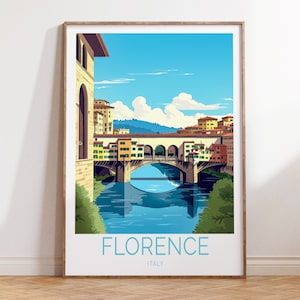 Póster de viaje a Florencia, póster de viaje a Italia, arte mural de viaje a Florencia, arte mural de viaje a Florencia, Italia, regalos de viaje a Florencia, Italia
