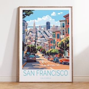 San Francisco Reiseplakat, Kalifornien Poster, San Francisco Reisewandkunst, personalisiertes Geschenk, Geburtstagsgeschenk, Wohnkultur