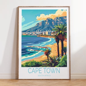 Cape Town South Africa Travel Poster, South Africa Wall Art, Cape Town Beach Poster, Home Decor, Birthday Present, Wedding Gift