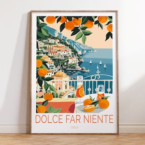 Dolce Far Niente Italy Travel Poster, Italy City Wall Art, Retro Spritz Art, Dolce Far Niente Wall Decor, Personalised Gifts