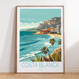 Costa Blanca Spain Travel Poster, Spain Costa Blanca Wall Art, Costa Blanca Travel Wall Decor, Spain Gifts, Birthday Gifts