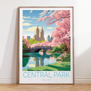 Central Park New York Travel Poster, Central Park New York Travel Wall Art, New York Central Park Travel Wall Art