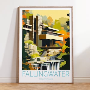 Fallingwater Reise Poster, Fallingwater Architektur Pennsylvania Reise Poster, Fallingwater Reise Wandkunst, Fallingwater Architektur Pennsylvania Reise Geschenk