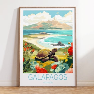 Póster de viaje a las Islas Galápagos, arte mural del parque de las Islas Galápagos en Ecuador, arte mural de viaje a las Islas Galápagos en Ecuador, Islas Galápagos