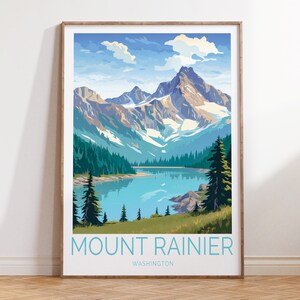 Impression de voyage au mont Rainier, affiche des parcs nationaux, affiche du mont Rainier, affiche de voyage personnalisée, cadeau personnalisé, cadeau d'anniversaire