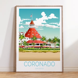 Coronado San Diego Travel Poster California Travel Poster, Coronado Travel Wall Art, Coronado Island Travel Wall Art