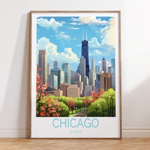 Chicago Travel Poster, Chicago USA poster, Chicago print, Wedding gift, Custom Travel Poster, Personalised Gift