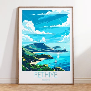 Impressão de peru fethiye, pôster da cidade de peru, arte de parede de peru fethiye, pôster da costa de fethiye, presentes personalizados, presente de aniversário
