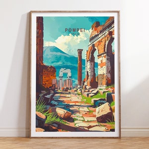 Pompei Italy City Travel Poster, Italy Travel Wall Art, Pompei Temple Print, Home Decor, Personalised Gifts, Birthday Present