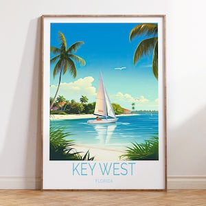 Key West Travel Print, Key West Wall Art, Florida Coast Print, Key West Florida Wall Decor, Wedding Present, Personalised Gifts
