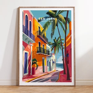 San Juan Travel Poster, Puerto Rico City Wall Art, San Juan Print, Travel Home Decor, Wedding Present, Personalised Gifts