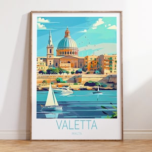 Valetta Malta Reise Poster, Malta Reise Wandkunst, Malta Reise Druck, Geburtstagsgeschenk, Hochzeitsgeschenk, Wohnkultur