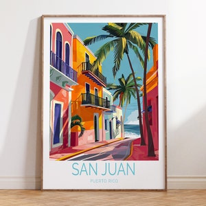 Cartel de San Juan, Impresión de viajes de la ciudad de Puerto Rico, Arte de la pared de San Juan Puerto Rico, Decoración del hogar, Regalo de cumpleaños, Regalos personalizados