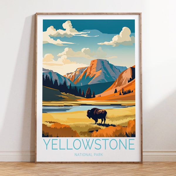 Yellowstone National Park, Yellowstone Poster, Yellowstone Travel Wall Art, Yellowstone National Park Travel Gift