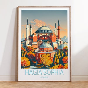Hagia Sophia Travel Poster, Hagia Sophia Istanbul Wall Art Decor, Istanbul Artwork Poster, Personalised Present, Wedding Gifts