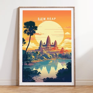 Siem Reap Travel Poster, Siem Reap Cambodia Poster, Siem Reap Cambodia Travel Wall Art, Cambodia Travel Gift, Birthday Gifts