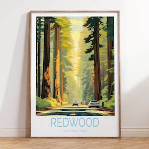 Redwood National Park Travel Poster, Redwood Wall Art Print, Redwood Travel Art Poster, Redwood Gift, Redwood National Park Wall Art