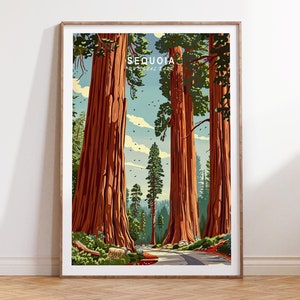 Sequoia Nationalpark Reiseplakat, Nationalpark Wandkunst, Sequoia Forest Reisegeschenke, Geburtstagsgeschenk, personalisierte Geschenke