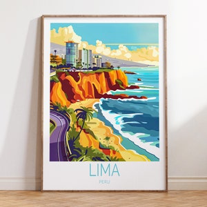 Lima Print, Peru Lima City Travel Poster, Lima Coastal Print, Lima Travel Wall Art, Personalised Gifts, Honeymoon Present