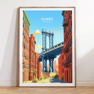 Dumbo Travel Poster, Dumbo New York Poster, Dumbo Travel Wall Art,  New York Travel Gift, Birthday Gift