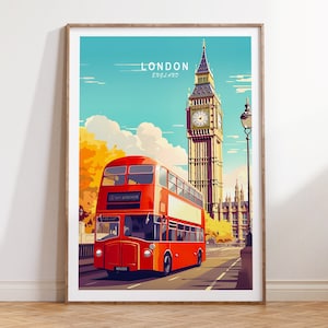 London Travel Poster, United Kingdom Wall Art, London Poster, Big Ben Print, London Traditional Travel Print, Birthday Present