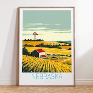 Nebraska Travel Poster, Nebraska USA Art, Nebraska Print, USA Custom Travel Poster, Personalised Gifts, Nebraska Wall Art