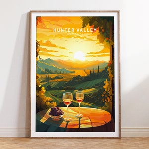 Impressão de cidade de Hunter Valley Austrália, pôster de arte de parede da Austrália, decoração de parede de Hunter Valley Austrália, pôster de viagem, presentes de casamento