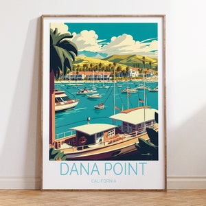 Dana Point California Travel Poster, Dana Point Coastal Wall Art, Dana PointTravel Wall Art, Dana Point Beach Coastal