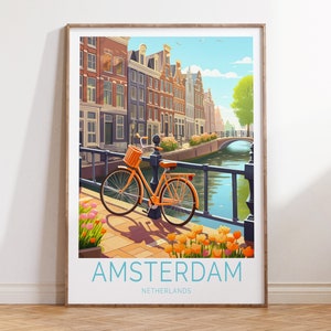 Amsterdam Reiseplakat Niederlande Reiseplakat, Amsterdam Reise Küstenwandkunst, Amsterdam Niederlande Reisewandkunst
