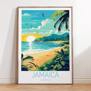 Jamaica Caribbean Travel Poster, Jamaica Poster, Jamaica Caribbean Travel Wall Art, Jamaica Caribbean Island Wall Art